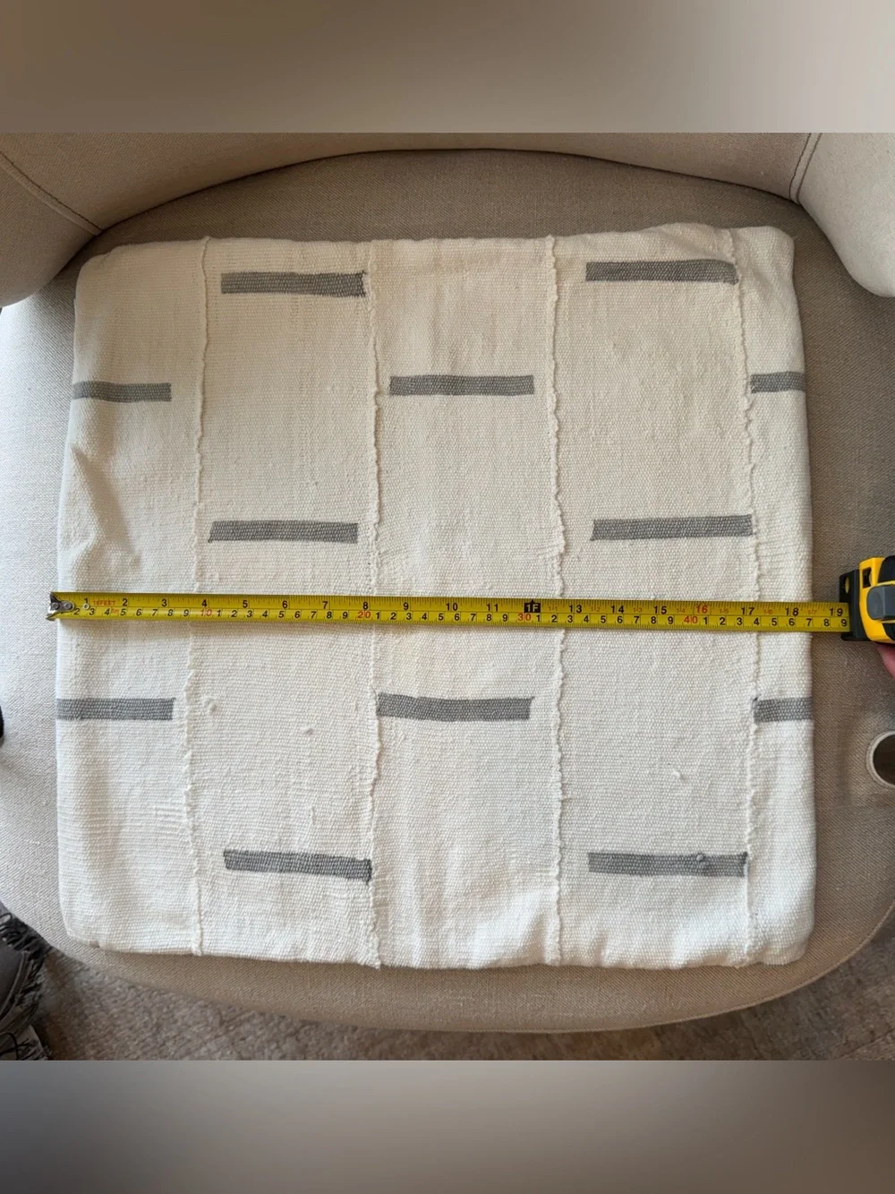 Textured woven Ivory Stripe Decorative Pillow Cover